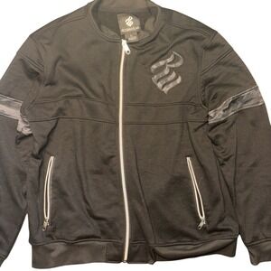 Rocawear‎ Mens Black Track Jacket Camo Logo Full Zip Bomber Streetwear Large